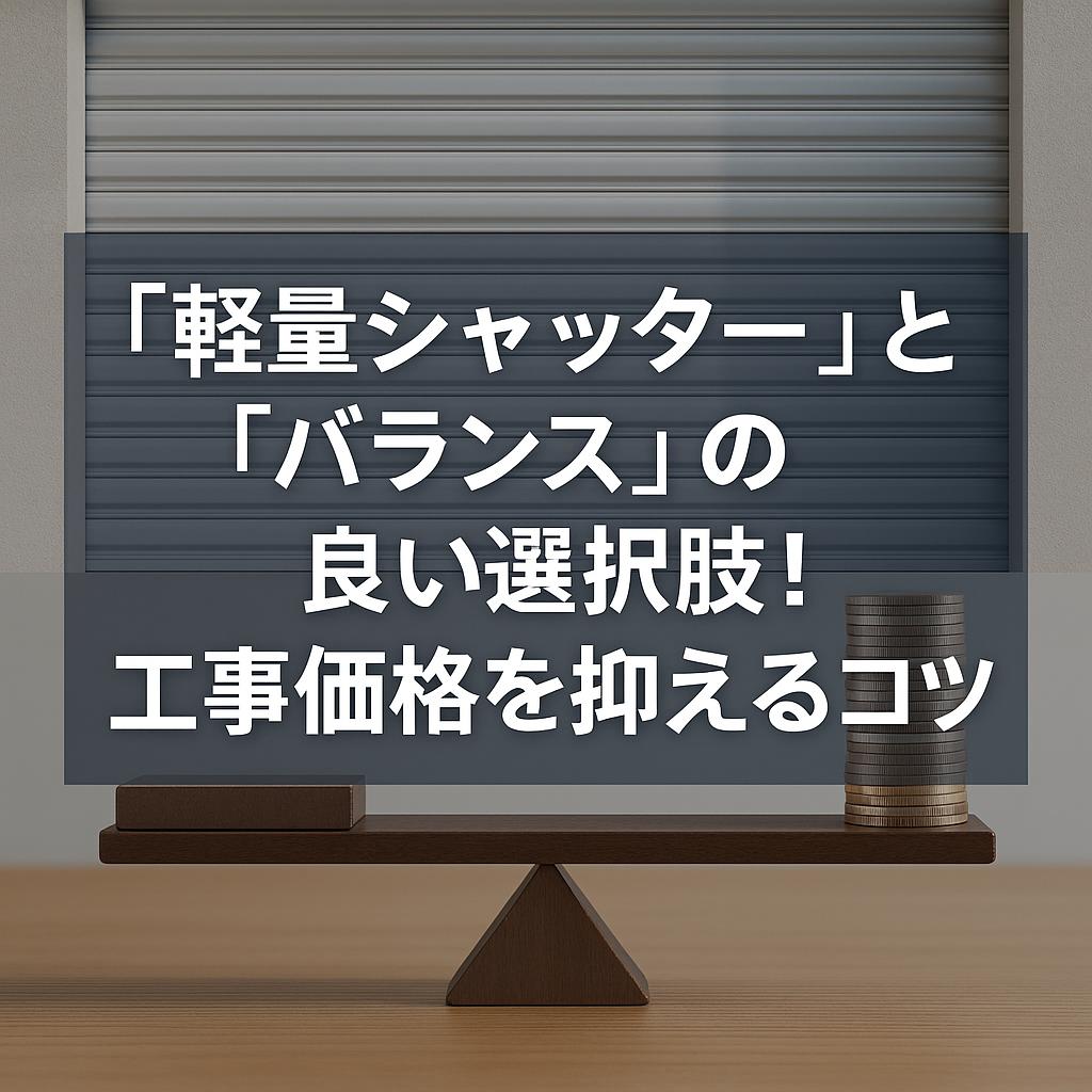 「軽量シャッター」と「バランス」の良い選択肢！工事価格を抑えるコツ